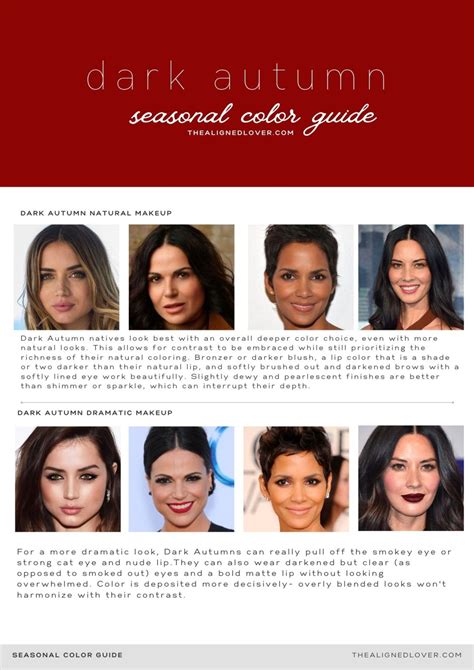 dark autumn celebrities|dark autumn color chart.